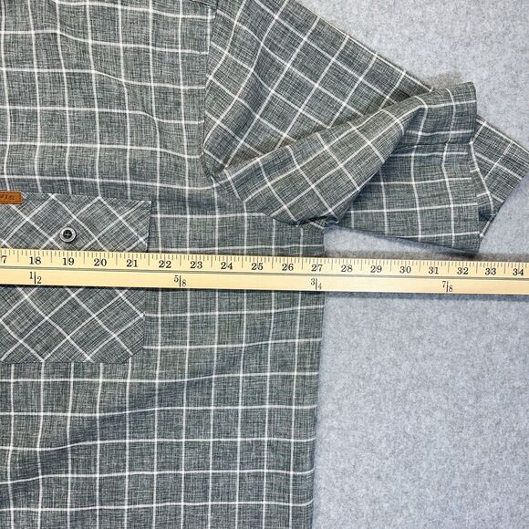 Orvis Button-Down Shirt Men’s 2XL Gray White Windowpane Plaid Short Sleeve - Picture 9 of 11